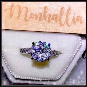New silver round solitaire pave simulated diamond crown inset ring